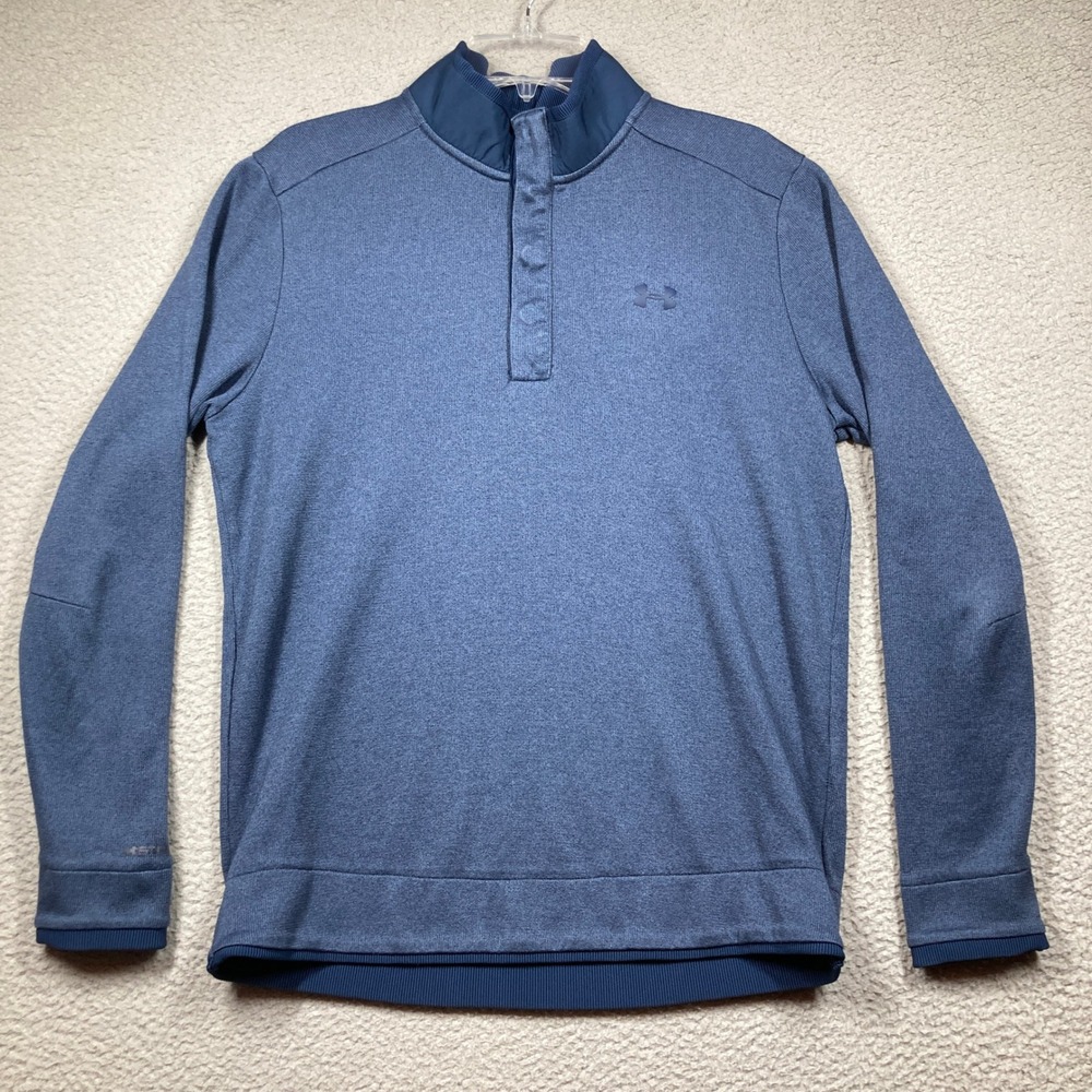 Under Armour Golf ColdGear 1/4 Snap Pullover‎ Blue Men's LG Loose Fit Mock Neck